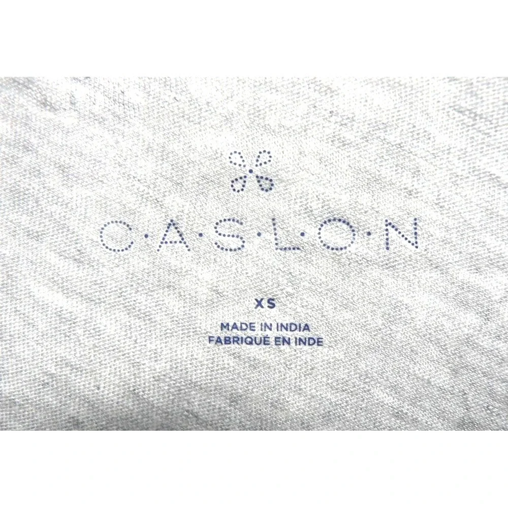 Caslon Women's Rounded V Short Sleeve Cotton/Modal Pocket Tee in Grey Heather XS
